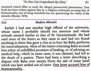 Haraldsson's "hints" on homosexuality reports on Sathya Sai Baba